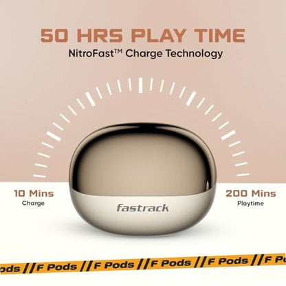 Fastrack Fpods FZ500 Pro |BT V5.4 |ANC Up to 30db|50 Hrs Play Time |Quad mic ENC | Low Latency Gaming Mode - 40ms|10mm Bass Drivers|3C NitroFast Charge -200 Mins in 10 Mins |IPX4 Rating