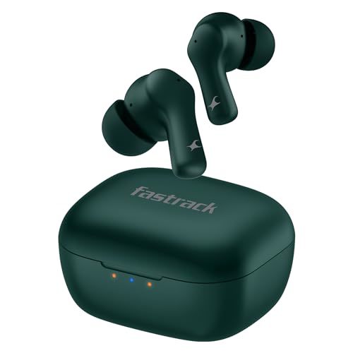 Fastrack Fpods FZ100|BT5.3 TWS Earbuds, Mega 50Hrs Playtime, Extra Deep Bass, Quad Mic ENC for Crystal Clear Calls, Ultra Low Latency Gaming Mode Upto 40ms, 3C NitroFast Charge - 200 Mins in 10 Mins