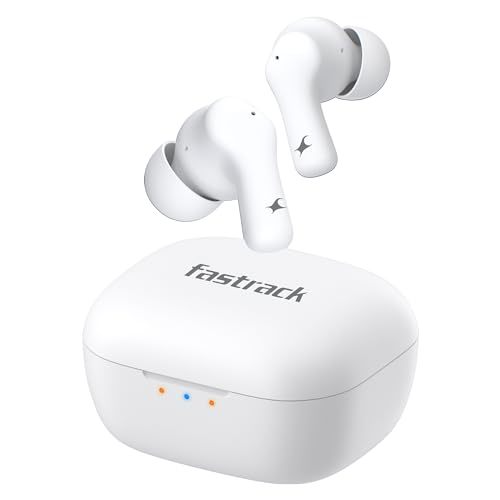Fastrack Fpods FZ100|BT5.3 TWS Earbuds, Mega 50Hrs Playtime, Extra Deep Bass, Quad Mic ENC for Crystal Clear Calls, Ultra Low Latency Gaming Mode Upto 40ms, 3C NitroFast Charge - 200 Mins in 10 Mins