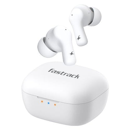 Fastrack Fpods FZ100|BT5.3 TWS Earbuds, Mega 50Hrs Playtime, Extra Deep Bass, Quad Mic ENC for Crystal Clear Calls, Ultra Low Latency Gaming Mode Upto 40ms, 3C NitroFast Charge - 200 Mins in 10 Mins