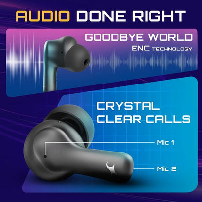 Fastrack Fpods FZ100|BT5.3 TWS Earbuds, Mega 50Hrs Playtime, Extra Deep Bass, Quad Mic ENC for Crystal Clear Calls, Ultra Low Latency Gaming Mode Upto 40ms, 3C NitroFast Charge - 200 Mins in 10 Mins