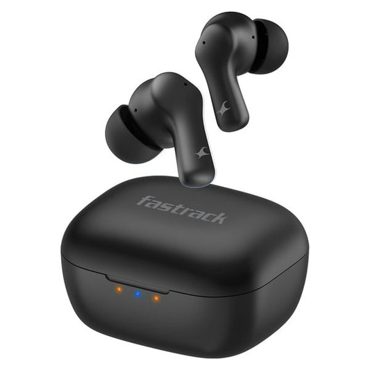 Fastrack Fpods FZ100|BT5.3 TWS Earbuds, Mega 50Hrs Playtime, Extra Deep Bass, Quad Mic ENC for Crystal Clear Calls, Ultra Low Latency Gaming Mode Upto 40ms, 3C NitroFast Charge - 200 Mins in 10 Mins