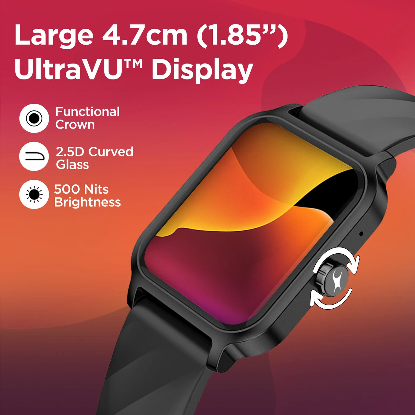 Fastrack Revoltt FS1 3.50 cm, BT Calling, Fast Charge, 100+ Sports Mode, IP68, Calculator, Fashion Smartwatch