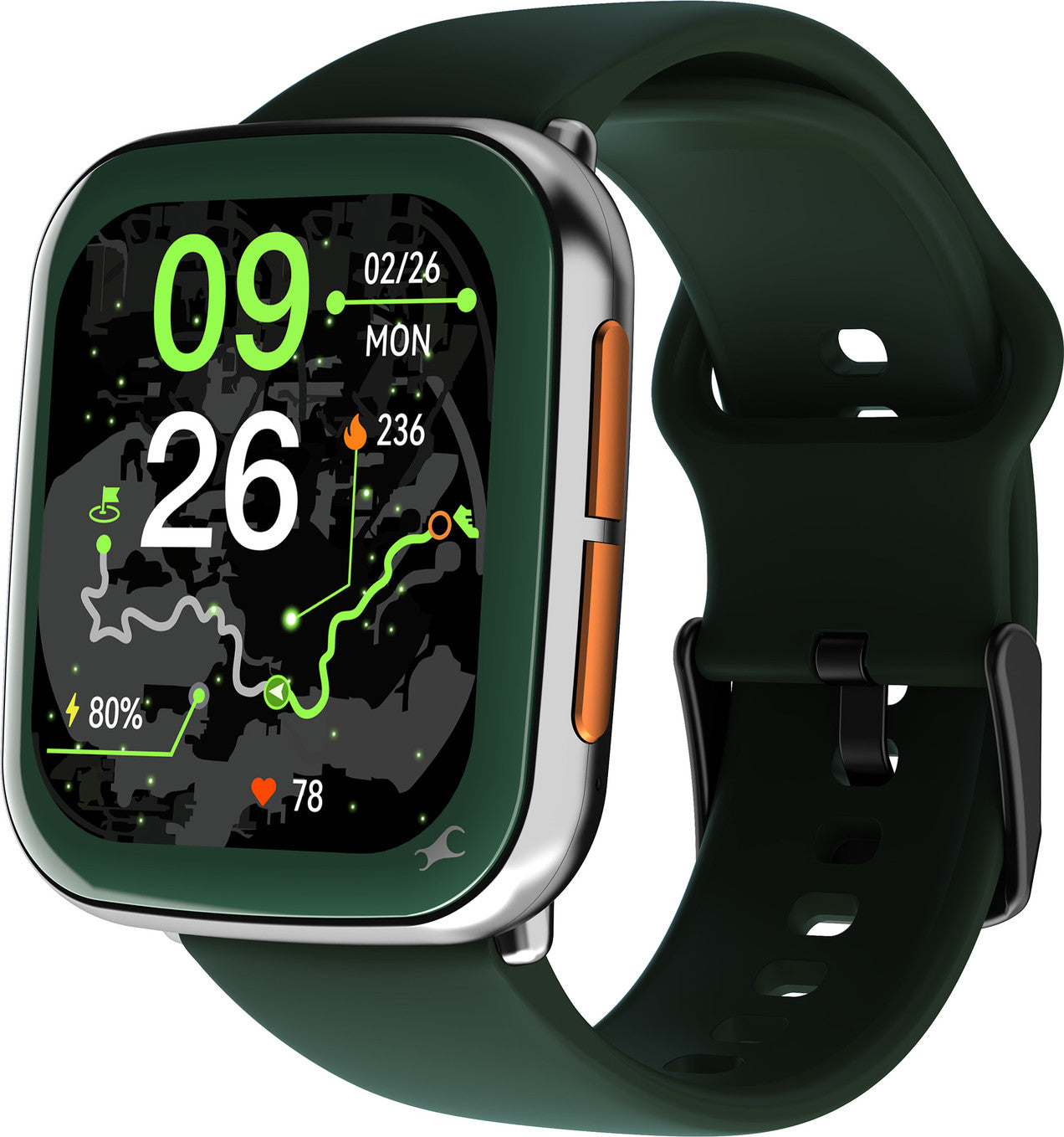 Fastrack Navstar 1.85" AMOLED Square Display Smart Watch with GPS, Offline Voice Command, AI Enabled, 100+ Sports Mode, BT Calling, IP68 Water Resistant Upto 5 Days Battery Life -Midnigt