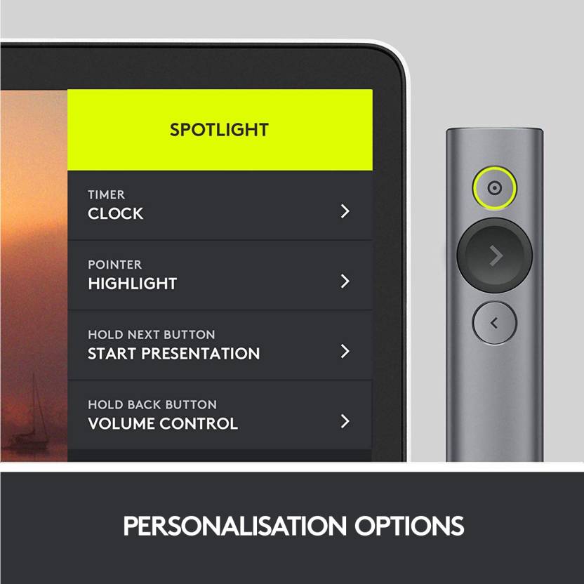 Logitech Spotlight 2.4 GHz and Bluetooth, USB-Receiver, Laser Pointer Connectivity Wireless Presentation Remote Presenter  (Slate)