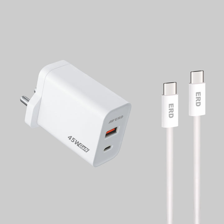 ERD TC-145 GaN CHARGER USB-C TO C, PD WHT 45W